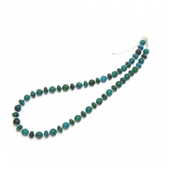 Lustrous Blue Chrysocolla Beaded Necklace